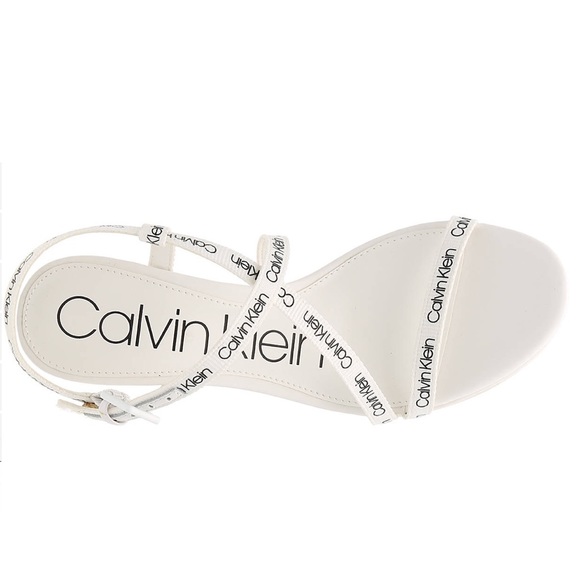 NIB Calvin Klein White Strappy Wedge Sandals 8.5 - Picture 5 of 5